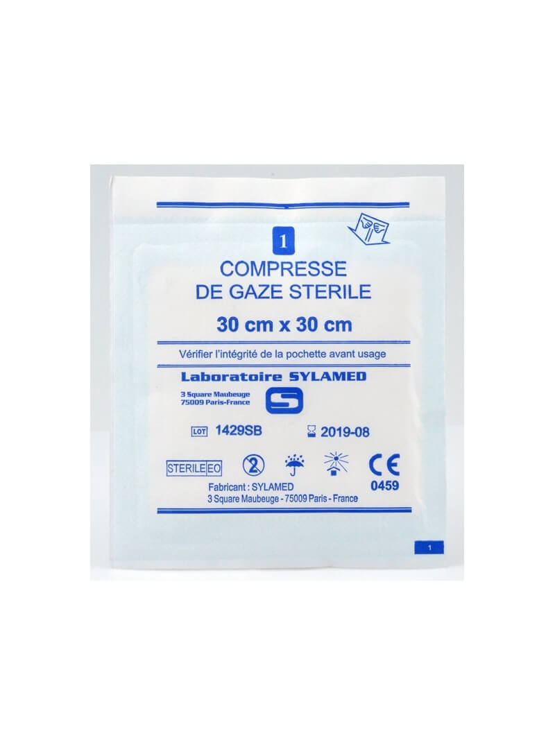Sachet individuel compresse de gaze stérile 7,5 x 7,5 cm
