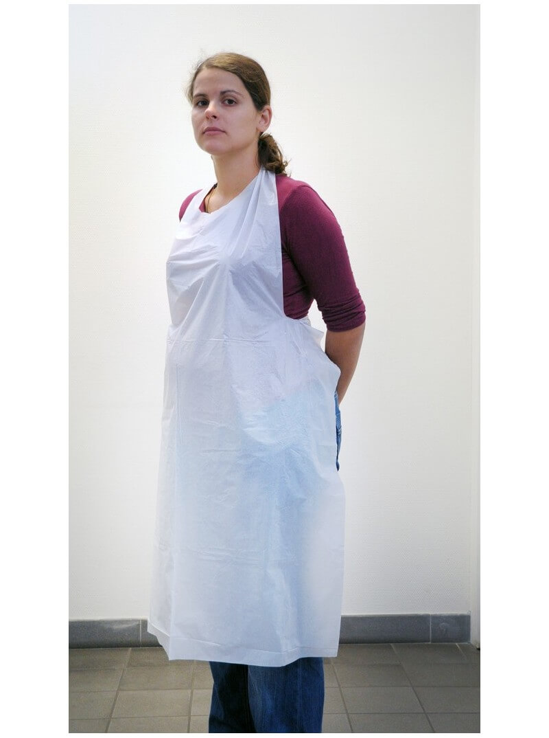 tablier jetable imperméable blanc 125x75cm, 50µM homme tablier jetable imperméable blanc 125x75cm, 50µM homme