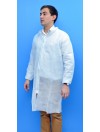 Blouse jetable blanche avec fermeture glissière et poignets élastiqués T.L 