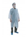 Kit visiteur jetable blouse imperméable blanc/ charlotte blanche / masque blanc / surchaussures bleues