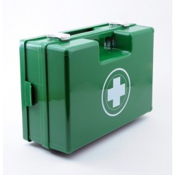 Trousse de secouriste urgence grand modèle verte en plastique à poignée produits inclus