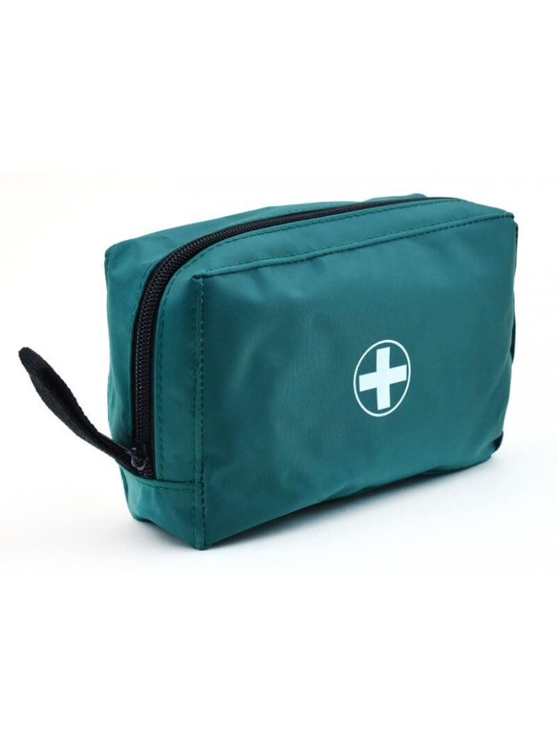 Trousse de secours zippée en toile verte vide