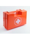 Trousse de secours standard DIN13157 rouge en plastique à poignée produits inclus