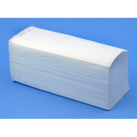 Essuie-mains enchevetré W lisse blanc 22x34cm double épaisseur