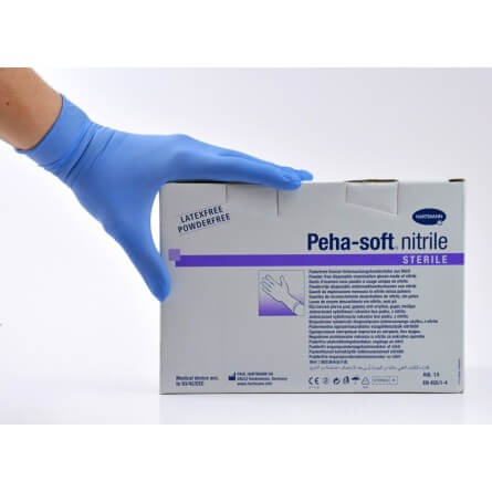 Gants stériles en nitrile bleu PEHA SOFT HARTMANN T.S 6/7 non poudrés (prorisk)