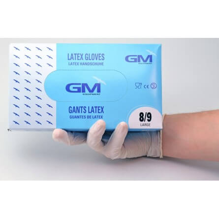 Gants latex micro poudrés T.L (8/9) Gants latex micro poudrés T.L (8/9)