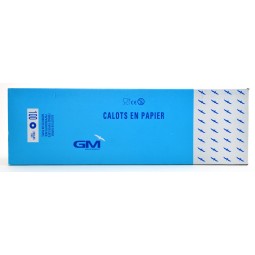 Calots à soufflet en papier blanc réglable avec liseré bleu 