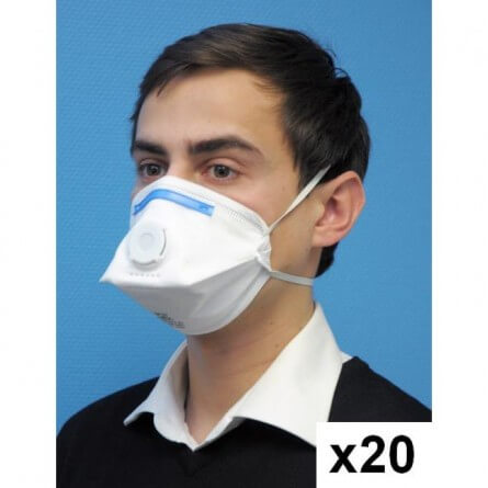 Masques de protection FFP3 pliable avec soupape (20 pcs)