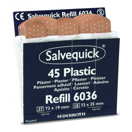 Recharge anti-vol de 45 pansements plastique Salvequick Cederroth