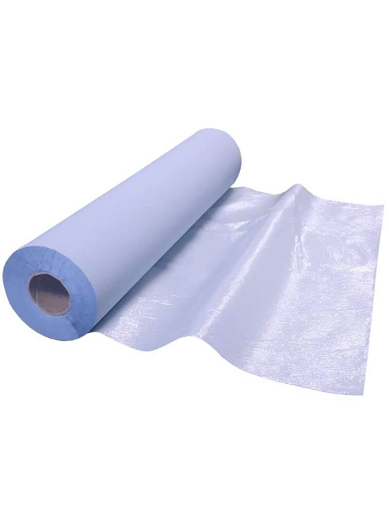 Drap d'examen bleu double épaisseur plastifié