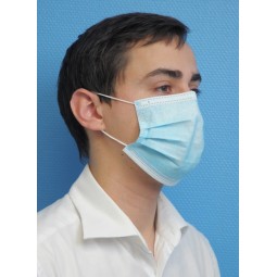 Masques chirurgicaux TYPE 1 bleus non tissé usage unique 3 plis