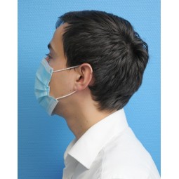 Masques chirurgicaux TYPE 1 bleus non tissé usage unique 3 plis