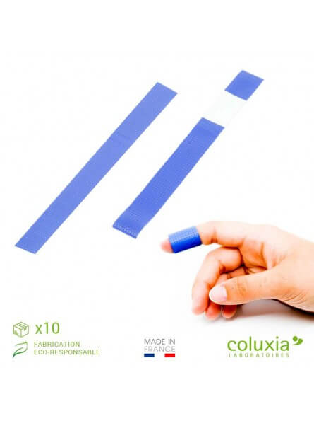 Pansement plastique bleu détectable doigts avec compresse 18x2cm Pansement plastique bleu détectable doigts avec compresse 18x2cm