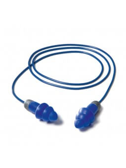 Bouchons anti-bruit bleus cordés avec bille acier SNR 26 dB