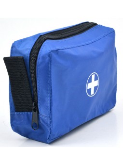 Trousse de secours zippée en toile bleue vide en tissu