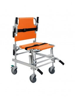 Chaise d'évacuation pliante orange à 4 roues