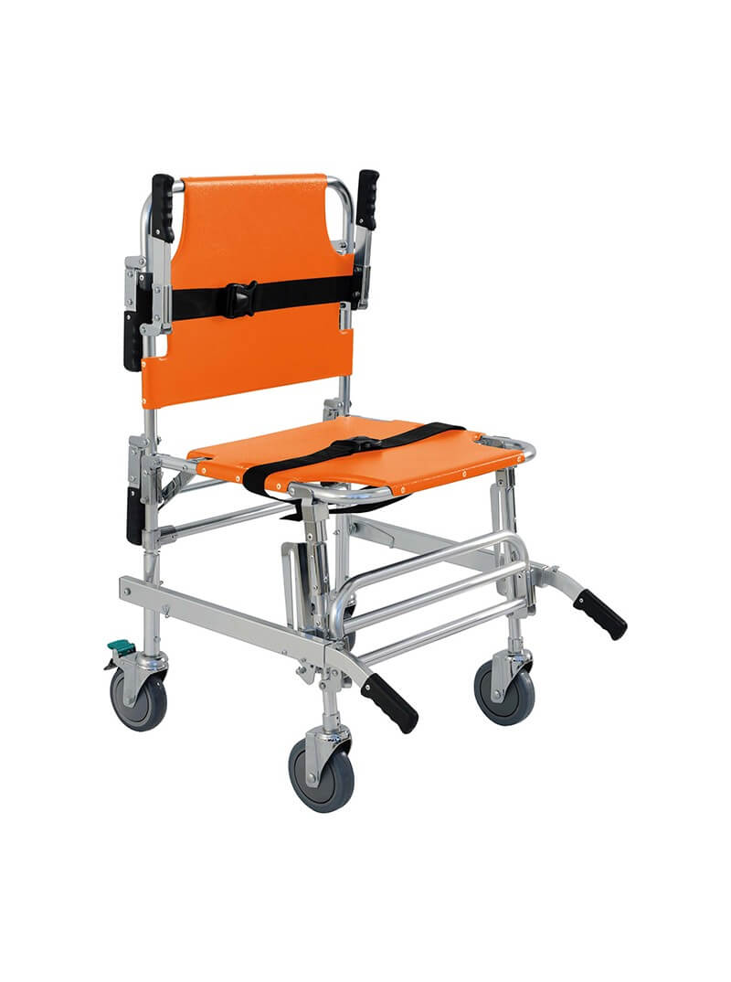 Chaise d'évacuation pliante orange à 4 roues