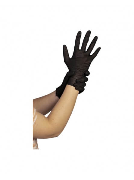 Gants Jetables Nitrile Noir Non Poudrés (x100) - Gants Jetables et