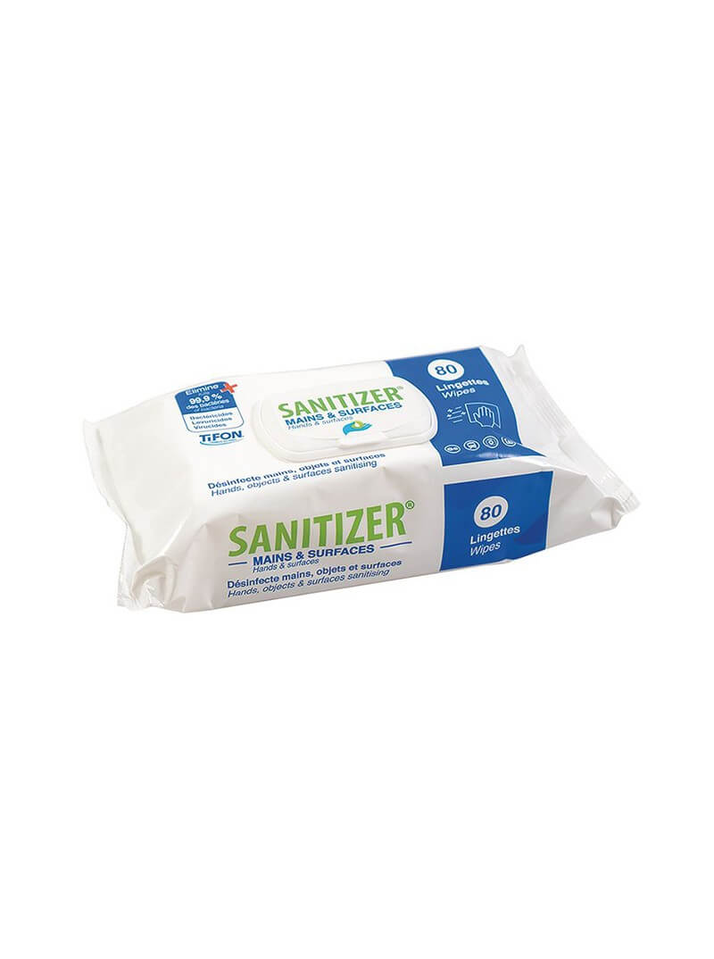 Lingettes désinfectante mains et surfaces SANITIZER (80 lingettes)