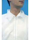 Blouse jetable blanche avec fermeture glissière et poignets élastiqués T.L 