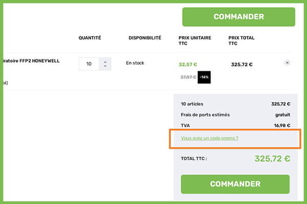 rentrer un coupon de promotion etape 1